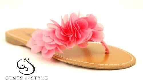 Bonnie <br> pink sandal with fabric flowers