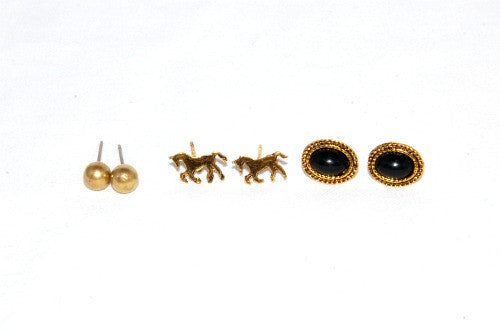 Earring-49 <br> bronze horse earring <br> *more colors*