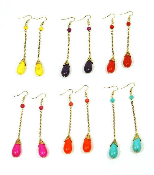 Earring-85 <br> stone dangle earrings <br> *more colors*