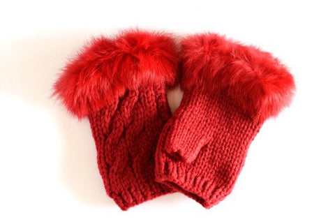 Glove-2 <br> knit glove with fur <br> *more colors*