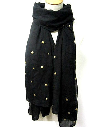 Karina <br> long scarf with gold studs <br> *more colors*