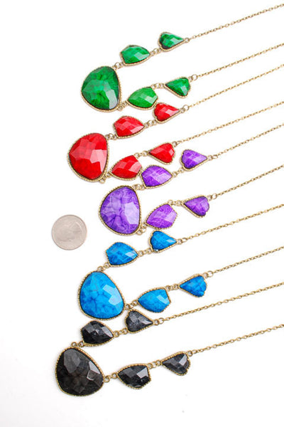 Necklace-40 <br> stone statement necklace <br> *more colors*