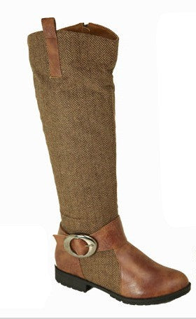 Tae <br> tan tweed riding boots