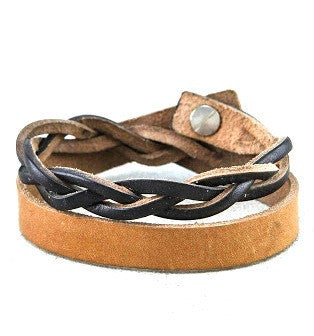 Braid <br> two-toned leather bracelet <br> *more colors*