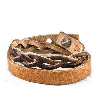 Braid <br> two-toned leather bracelet <br> *more colors*