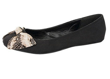 Brett-34 <br>snakeskin bow flat shoe