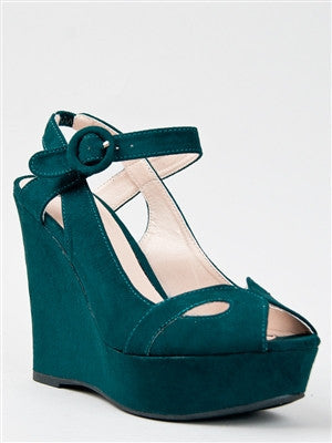 Clemence <br> emerald green wedge