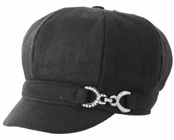 Crystal <br> cabbie style black hat