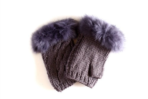 Glove-2 <br> knit glove with fur <br> *more colors*