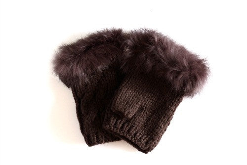 Glove-2 <br> knit glove with fur <br> *more colors*