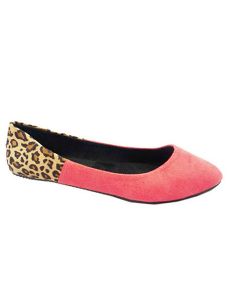 *Melvina <br> coral and leopard flat*