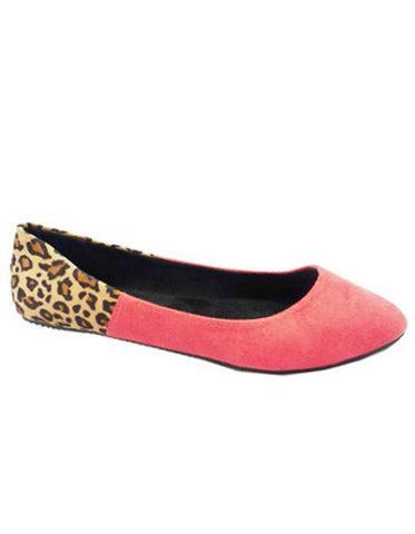 *Melvina <br> coral and leopard flat*