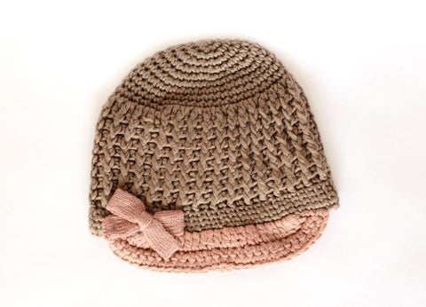 Rae <br> two-toned knit hat with bow <br> *more colors*