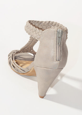 *Mio- <br> grey braided t-strap pump*