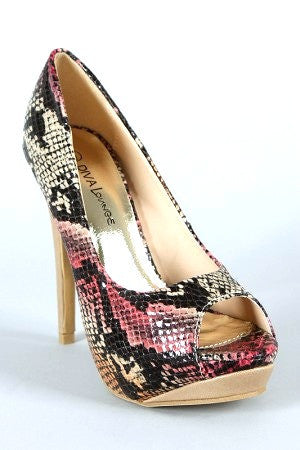 Tricia-02 <br> multi-colored snakeskin pump